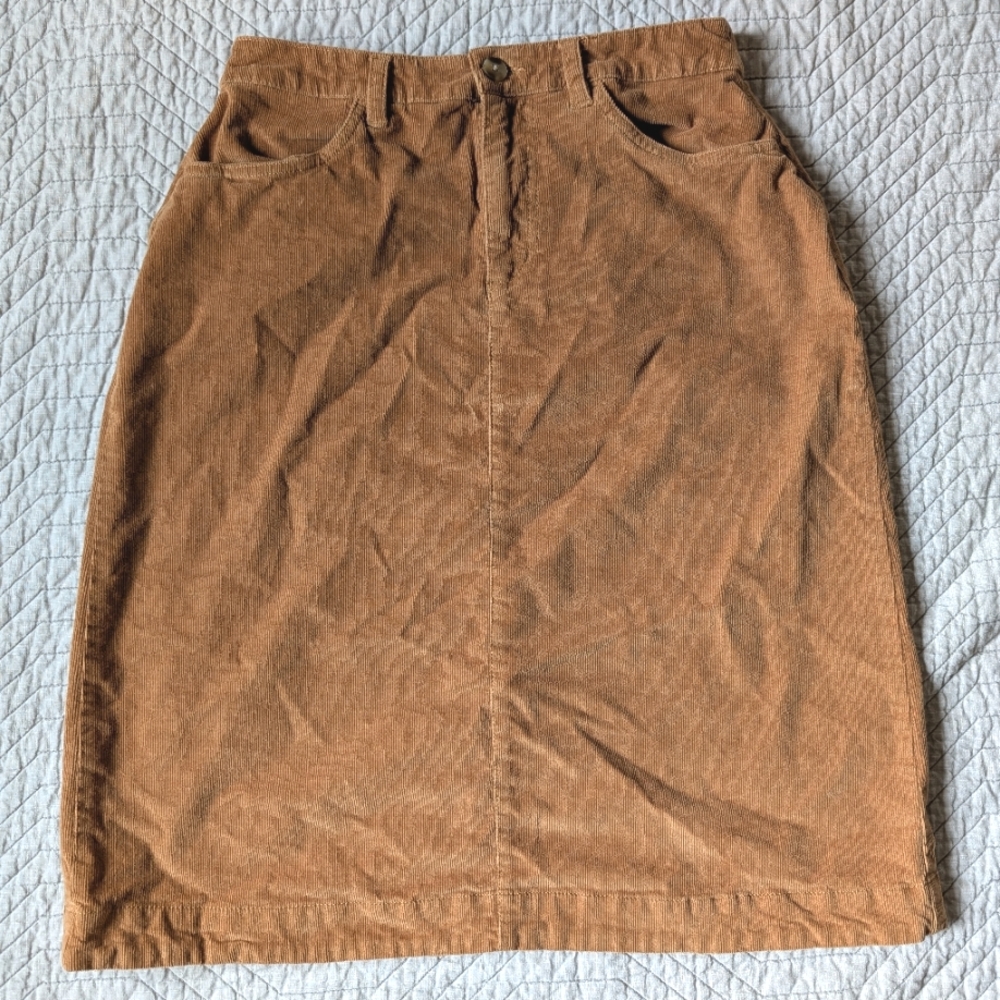 Pact Women's Camel Modern Corduroy Midi Skirt M